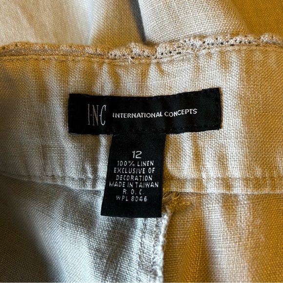 INC International Concepts Women's Beige 100% Linen Wide Leg Pants Size 12 - Picture 14 of 14
